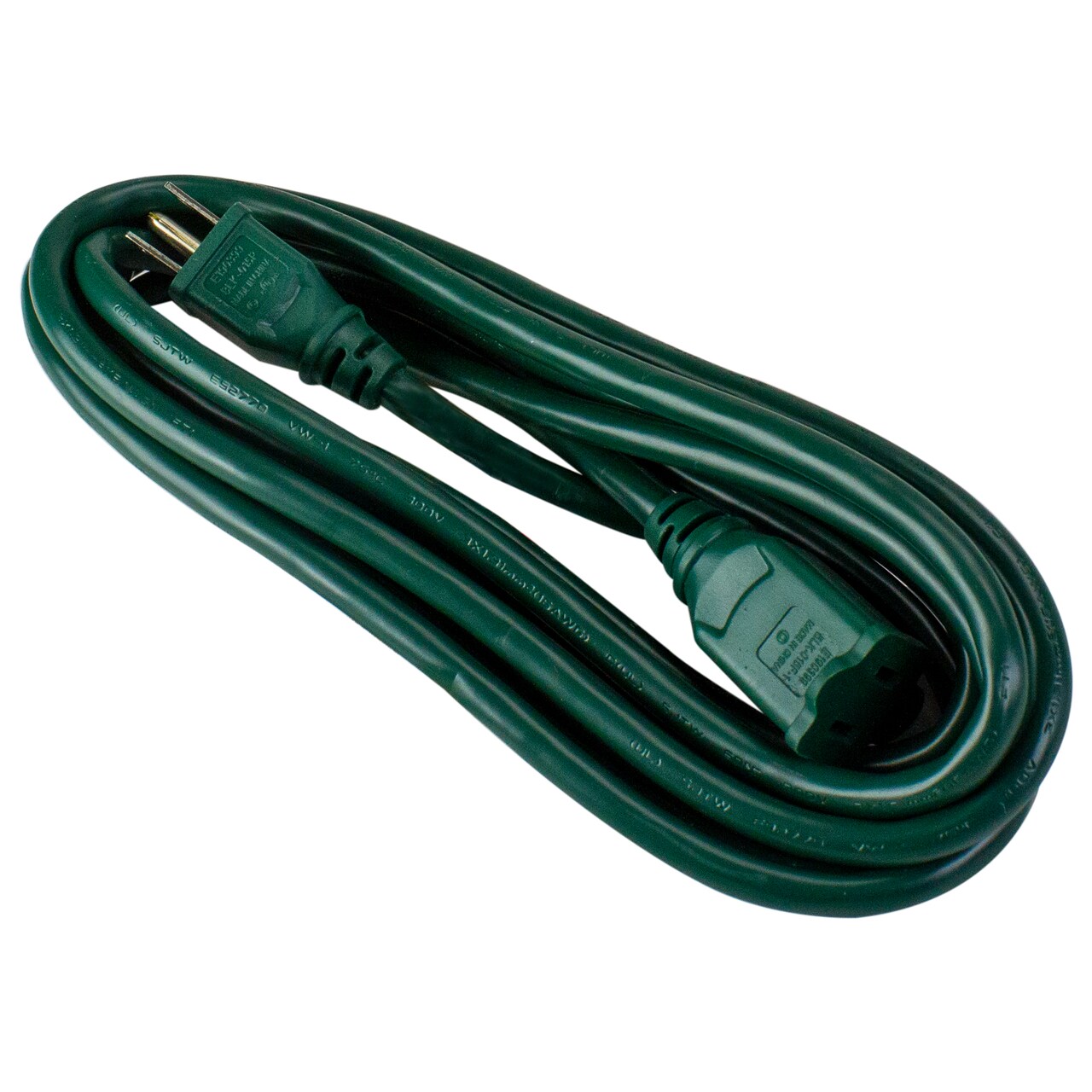 Northlight Outdoor Commercial 3-Prong Extension Power Cord with Outlet Block - 12' - Green